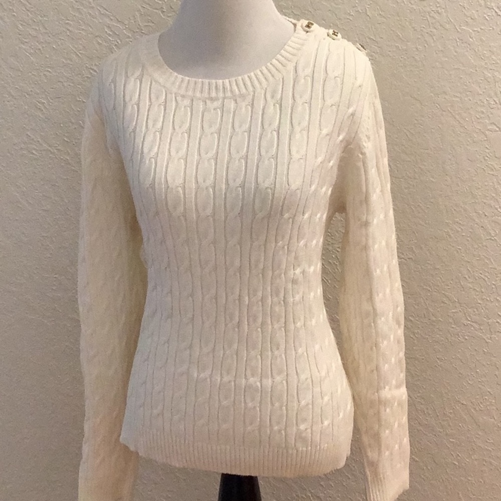Charter Club - SWEATER  XLP - Ivory - Cable Knit - EUC